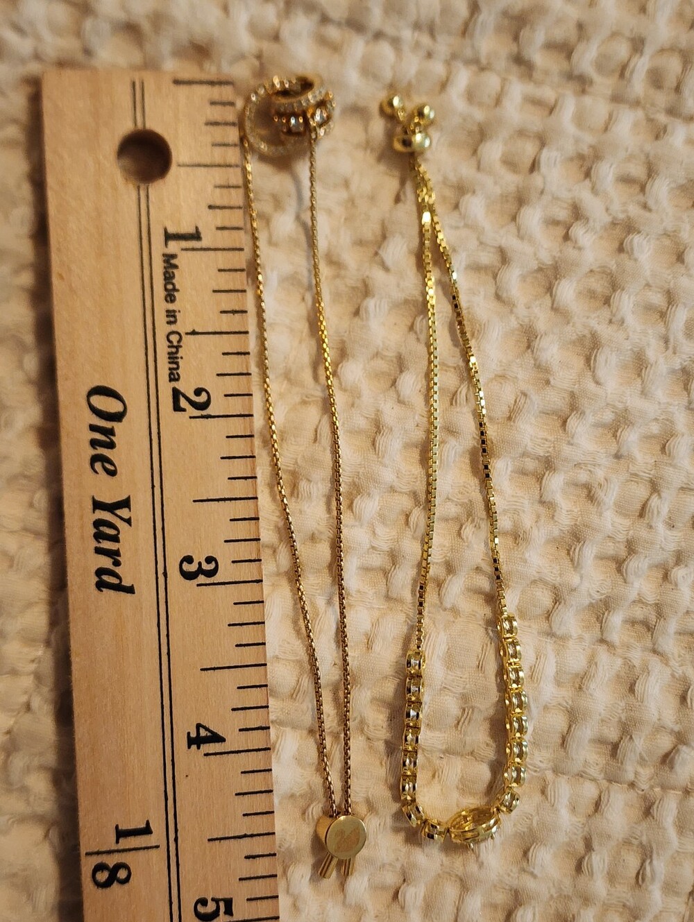 Lot Of 2 Goldtone Crystal Bolo Style Tennis Bracelets One Swarovski Marked - Picture 6 of 6
